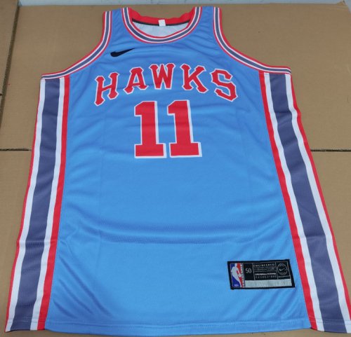 NBA 11 Young Hawks 2018-19 classic Maillot bleu imprimé